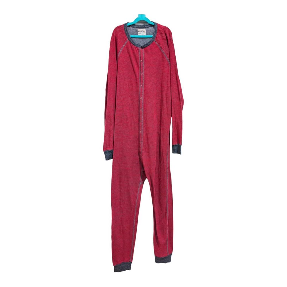 Splendid Mills Men's Size Large Long Johns Red Cotton Blend One Piece